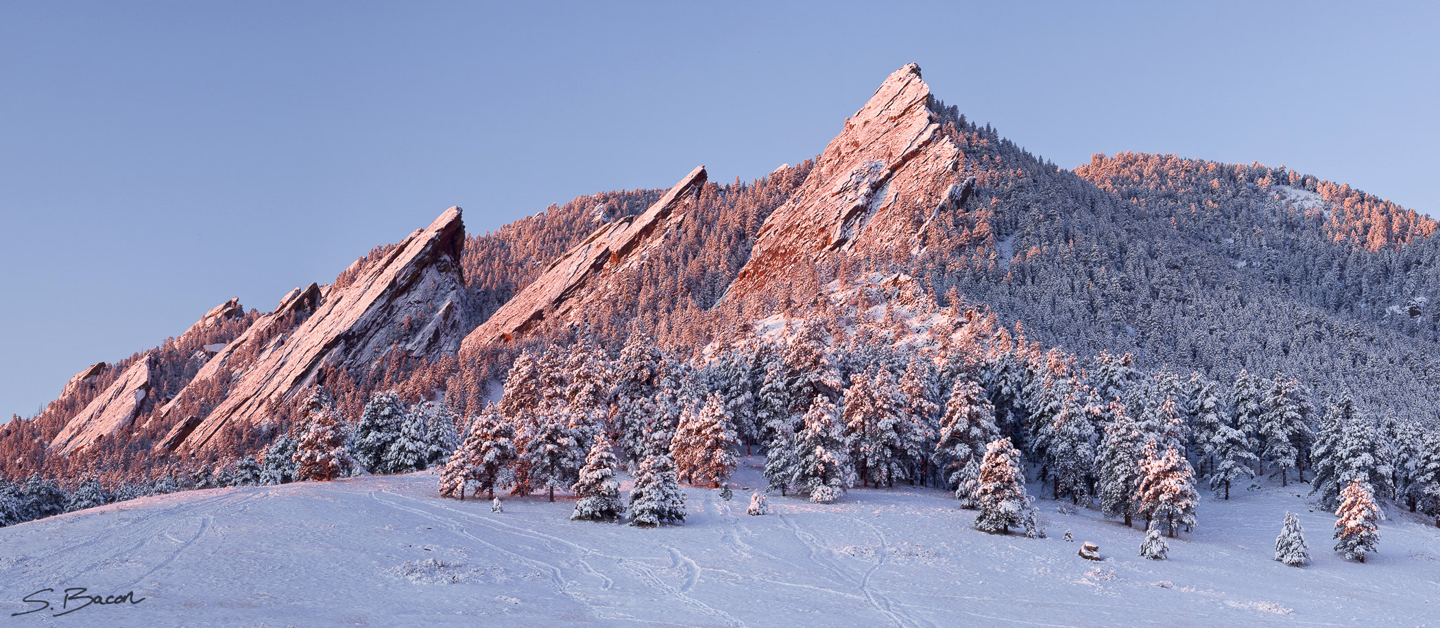 First Snow on the Boulder Flatirons